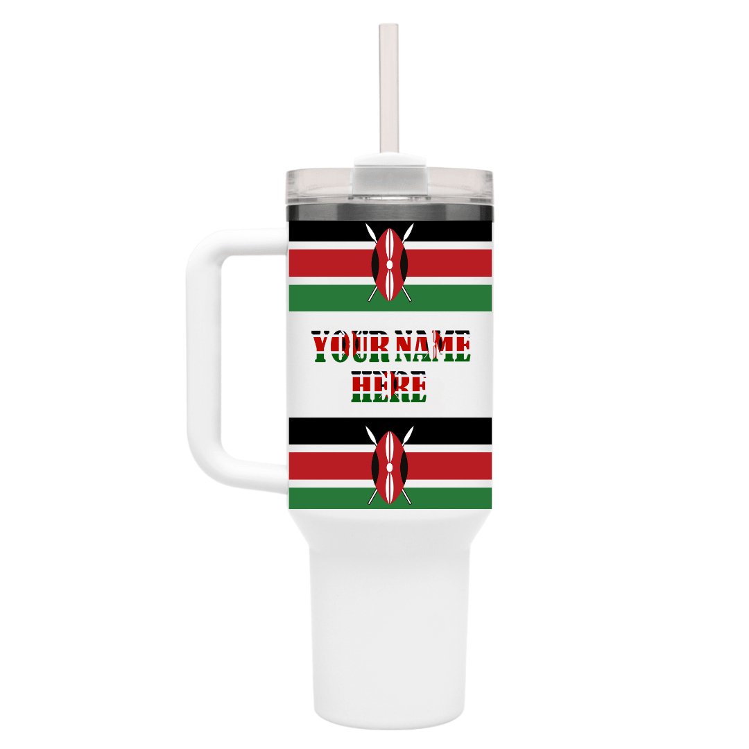 40 oz Kenyan Flag Customized Name Tumbler - Eventwisecreations