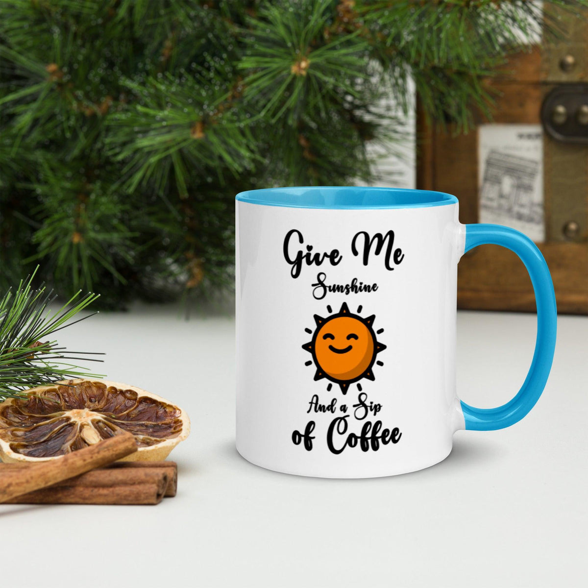 Give Me Sunshine And A Sip Of Coffee Mug with Color Inside - Eventwisecreations