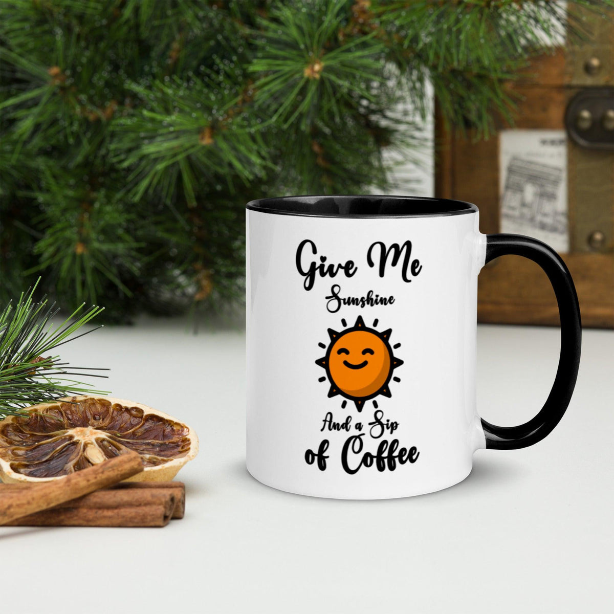 Give Me Sunshine And A Sip Of Coffee Mug with Color Inside - Eventwisecreations
